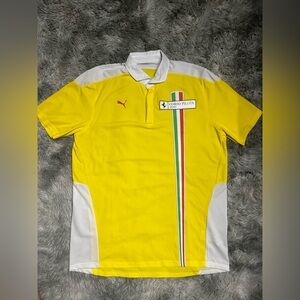 SUPER RARE Ferrari Puma Corso Pilota Sport Polo Shirt Sz XL 56/58 Yellow Italy